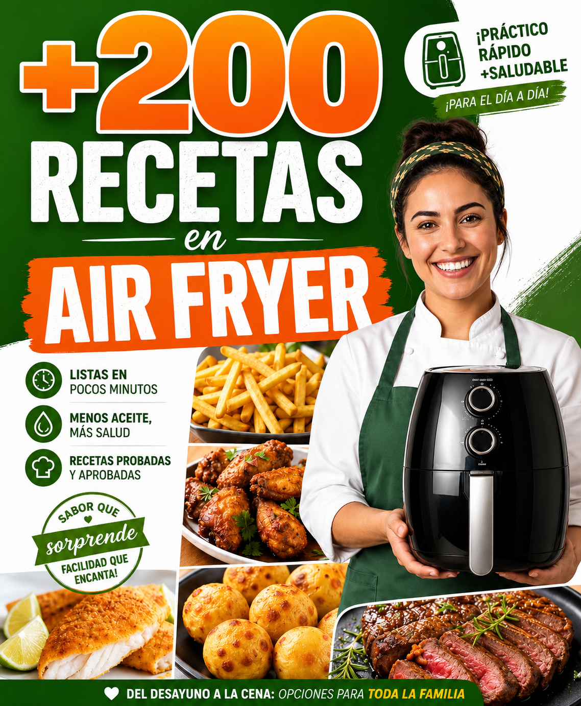 Portada del ebook +200 Recetas en Air Fryer